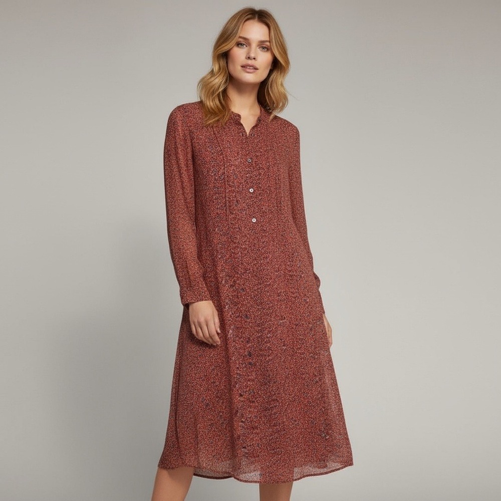 Isabel Marant Etoile Red Ditsy Floral Women Maxi Shirt Dress - Size: US 8-10